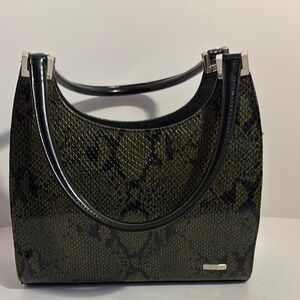 Elegant Green Snake Print Handbag